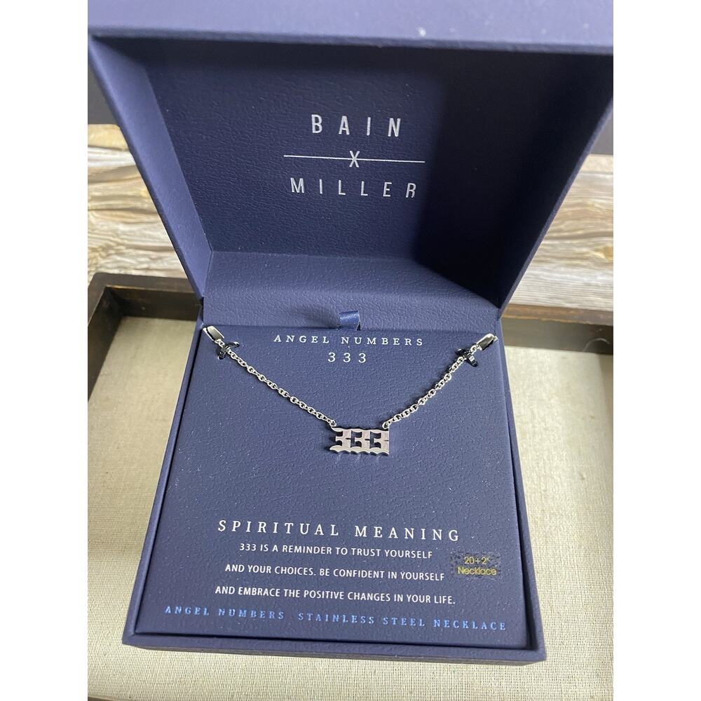 NWB BAIN MILLER Stainless Steel 333 ANGEL NUMBER SPIRITUAL MEANING NECKLACE